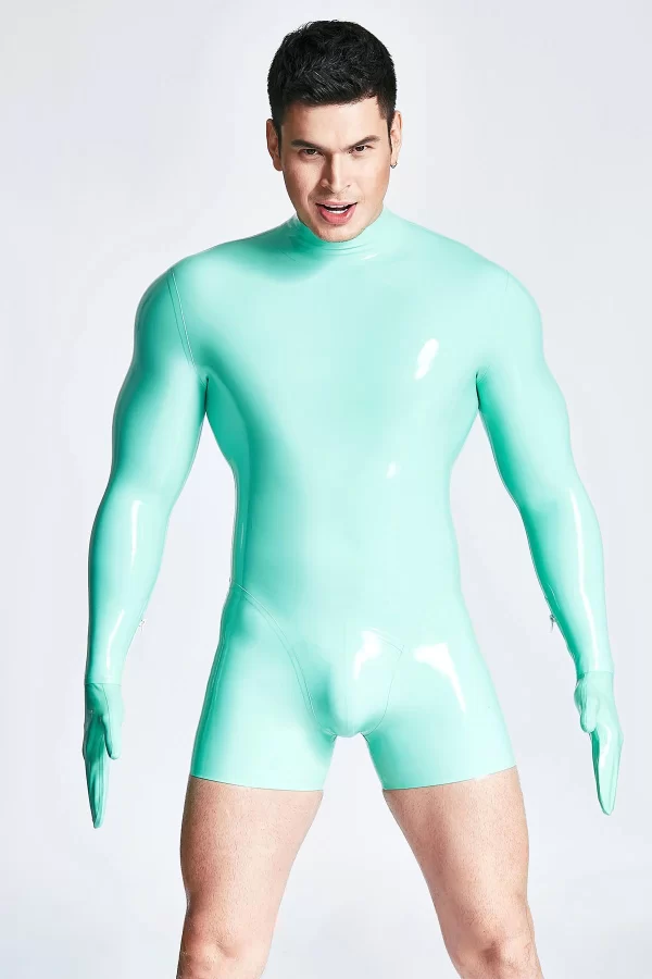 Catsuit Ghearr Iontrála Muineál Miotán Fireann LaTeX