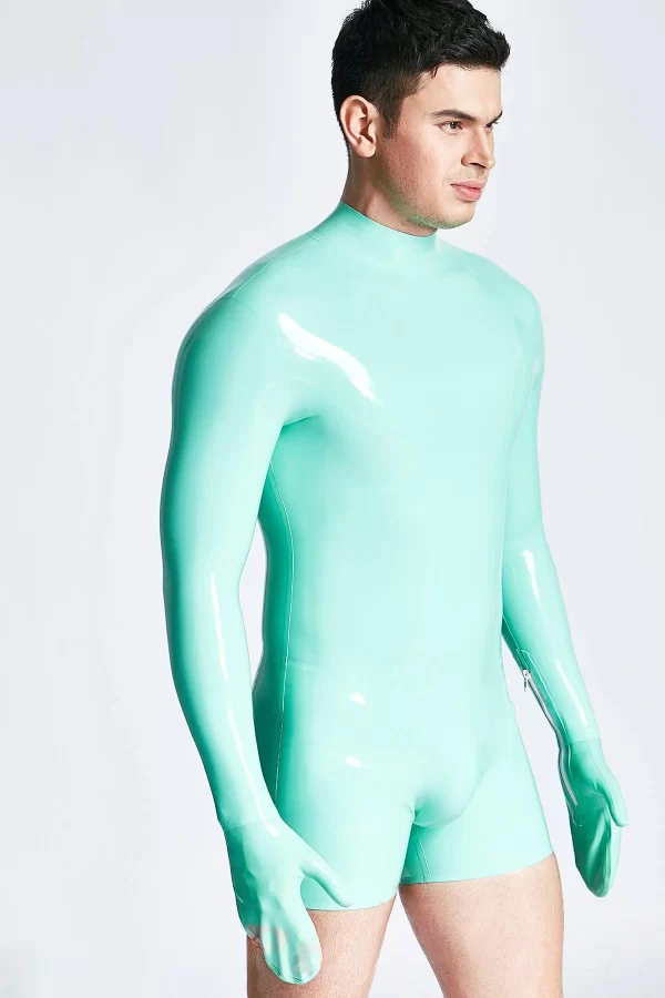 Catsuit Ghearr Iontrála Muineál Miotán Fireann LaTeX