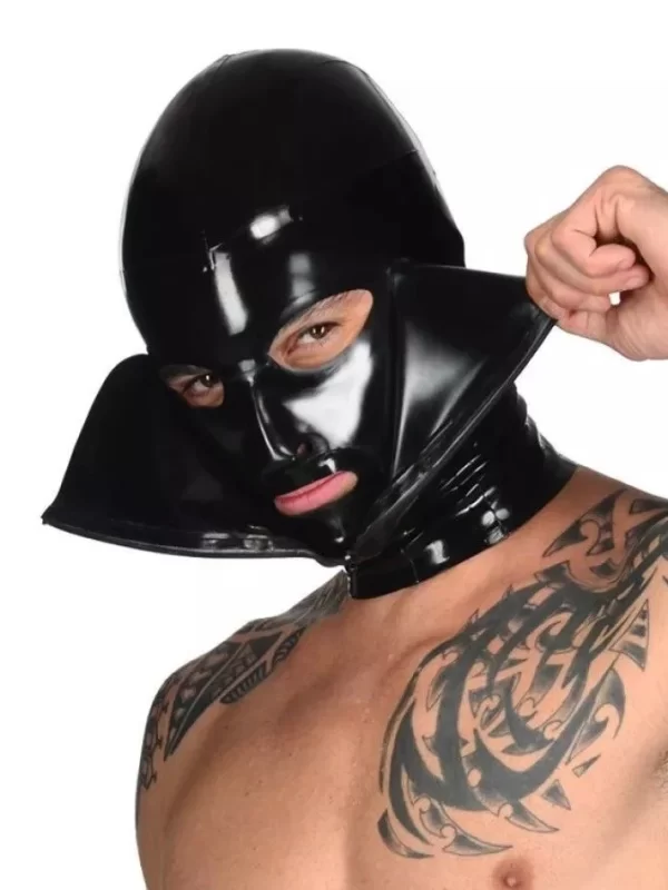 Latex Hood Bilayer Open Collar Face for Men