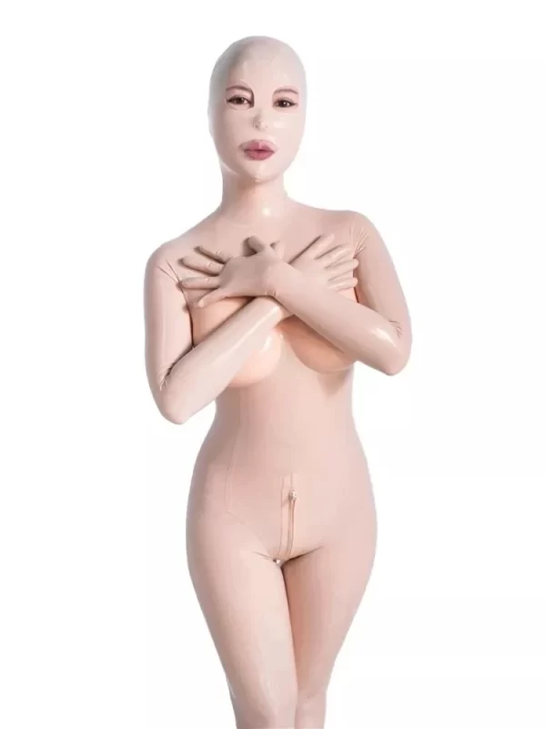 Latex Meat pink Full Catsuit