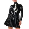 Latex Black Splicing Translucent Black Dresses
