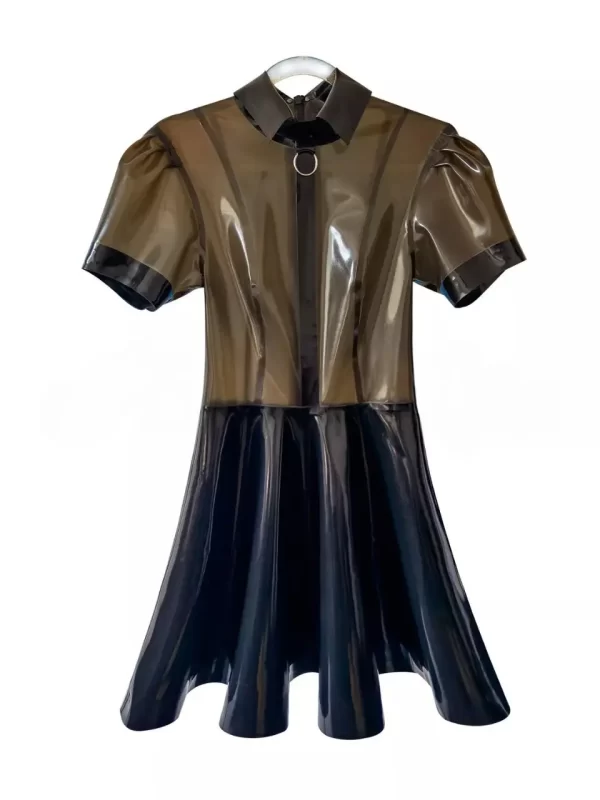 Latex Black Splicing Translucent Black Dresses