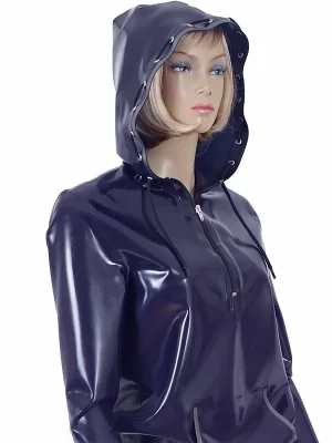 Latex hoodie with kangaroo pocket