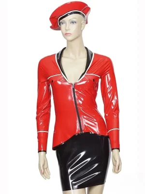 Latex uniform blouse with a peplum