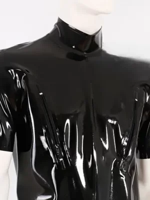 Shorty latex suit with chest zippers