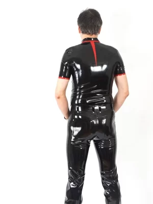 Latex polo shirt with collar and short sleeves