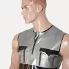 Latex men shirt with contrast stripes and short sleeves