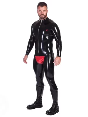 Latex Cod Piece Catsuit With Zip Up Front