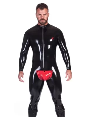 Latex Cod Piece Catsuit With Zip Up Front