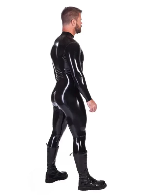 Latex Cod Piece Catsuit With Zip Up Front