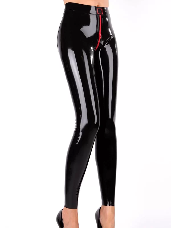 Ladies latex leggings with push up effect