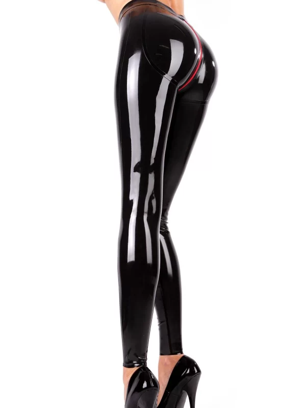 Ladies latex leggings with push up effect