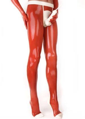 Men's Latex Pantyhose with Back Seam and Condom