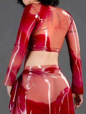 latex Marbled Wrap Top