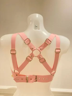 Latex harness cupless bra