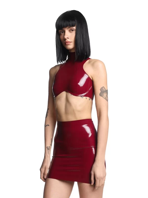 Latex Top Scarlett Burgundy