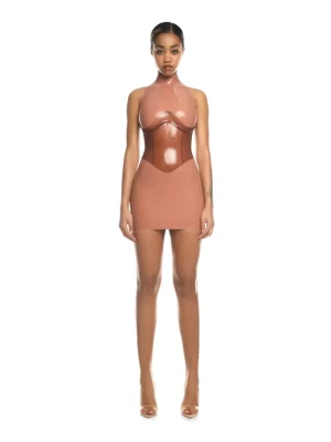Latex Dress Casey Dark Beige