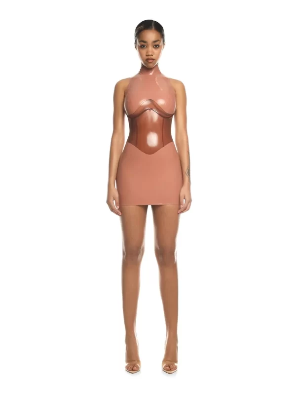 Latex Dress Casey Dark Beige