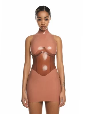 Latex Dress Casey Dark Beige