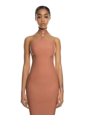 Latex Dress Lyra Dark Beige