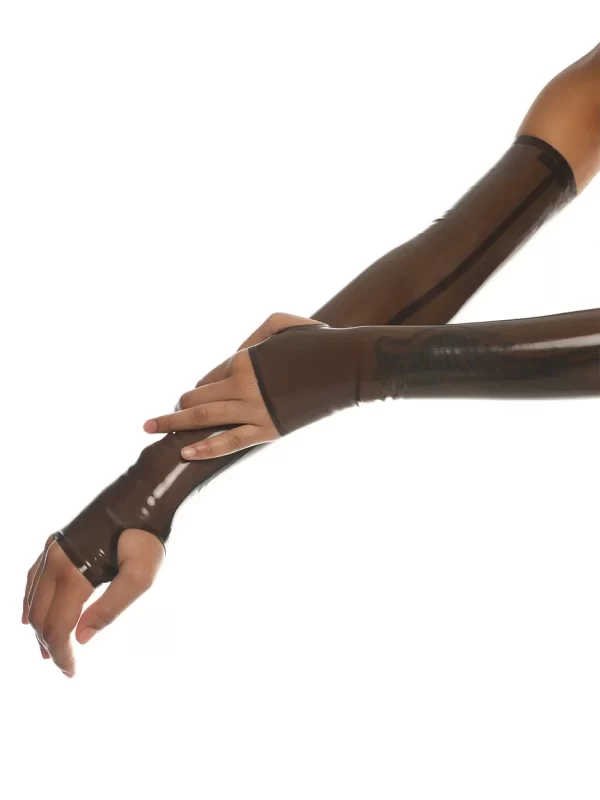 Latex Smoky Black Long gloves