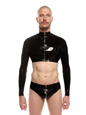 Latex Glossy Zippered Bodysuit for Men