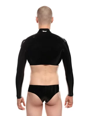 Latex Glossy Zippered Bodysuit for Men