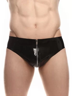 Latex Glossy Zippered Briefs for Men