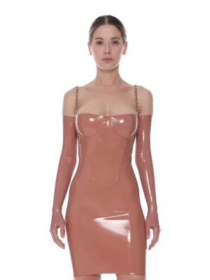 Latex Chain Strap Glossy Dress