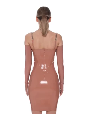 Latex Chain Strap Glossy Dress