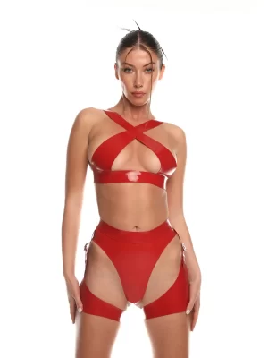 Latex cross bra