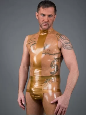 Latex Mens shirt with stand-up collar