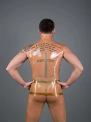 Latex Mens shirt with stand-up collar