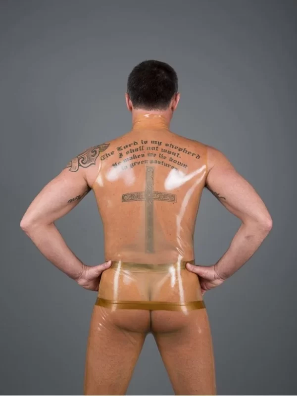 Latex Mens shirt with stand-up collar