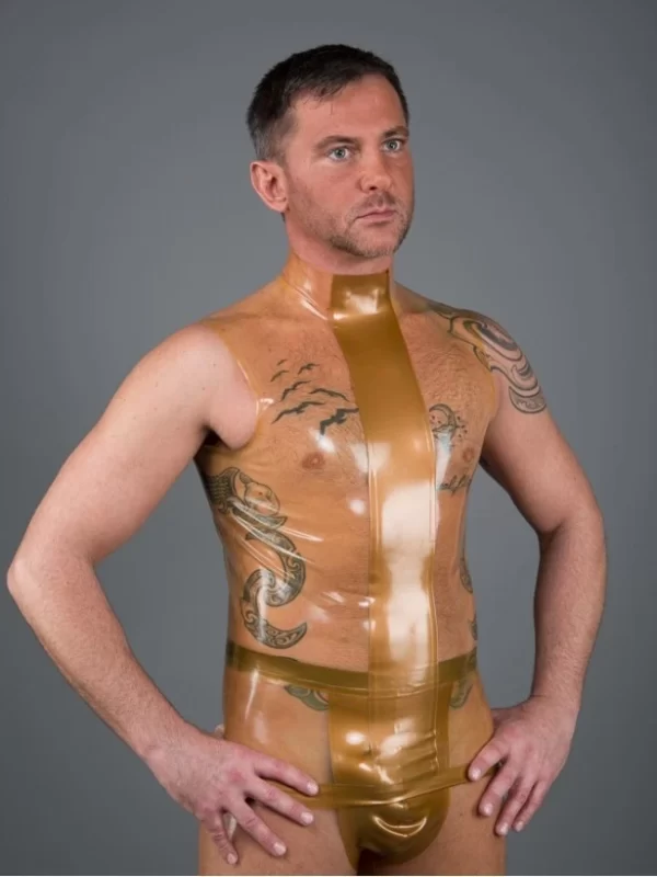 Latex Mens shirt with stand-up collar