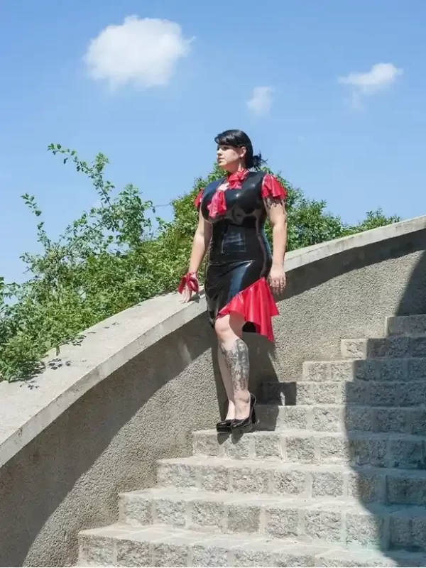 Latex skirt with flounce insert