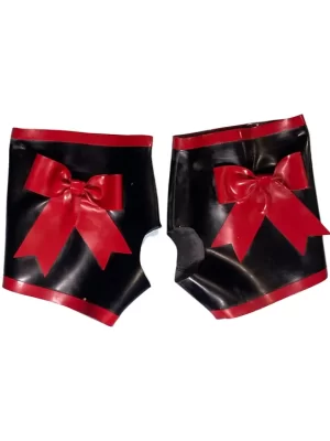 Latex short gloves with bows