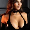 Latex Heart-Ring Choker Collar