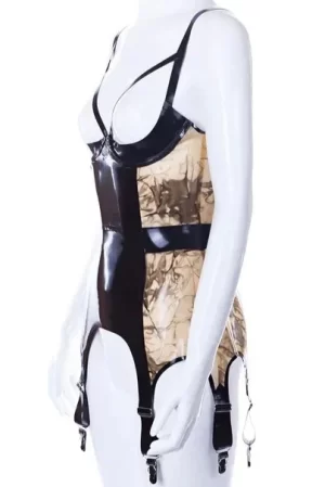 Latex Aria Paneled Merrywidow With Six Suspenders