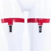 Latex Peplum Suspender Belt with Adjustable Straps Bow and Trim
