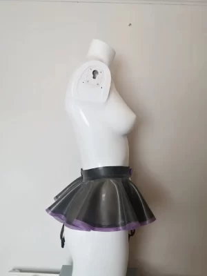 Latex Peplum Suspender Belt with Adjustable Straps Bow and Trim