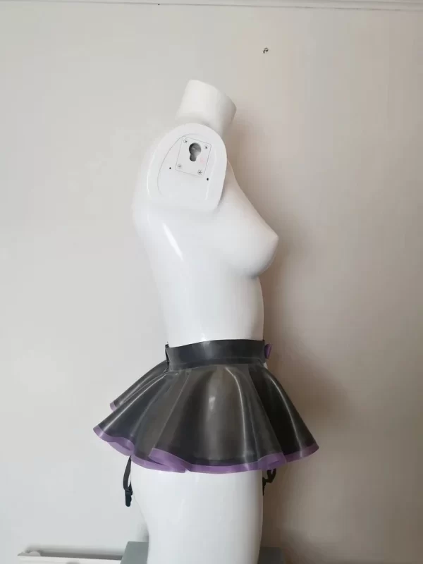Latex Peplum Suspender Belt with Adjustable Straps Bow and Trim