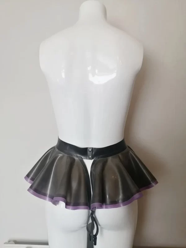 Latex Peplum Suspender Belt with Adjustable Straps Bow and Trim