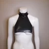 Latex O-ring Collar Under-boob Halter Neck Top