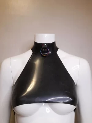 Latex O-ring Collar Under-boob Halter Neck Top