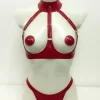 Latex Open Cup Cage Bra