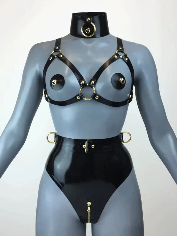Latex Open Cup Cage Bra
