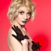Latex short gloves with bows
