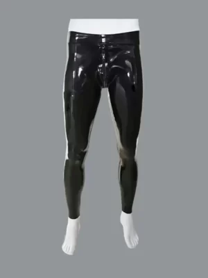 Latex Mens Leggings with a front pouch zip