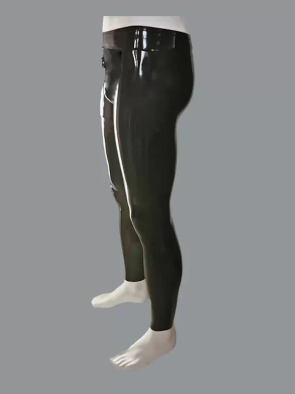 Latex Mens Leggings with a front pouch zip
